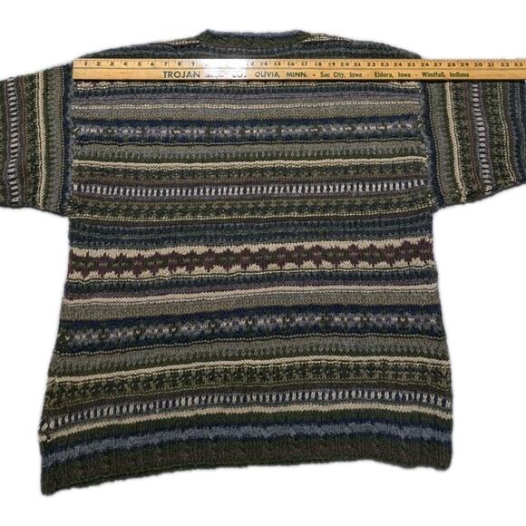 AEO Hand Knit Sweater XL Wool Ramie Chunky Knit Multicolor Fair Isle Grunge - Picture 10 of 10